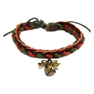 TANITTgems สร้อยข้อมือหนังแท้ถักแต่งโบว์กระพรวน#1226