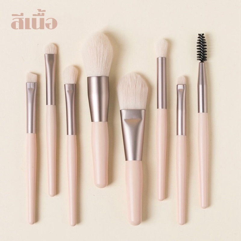 B-11 สินค้าพร้อมส่ง ⚡️ชุดแปรงแต่งหน้า 8 ชิ้นพร้อมถุง ขนาดพกพา​ ​ปัดแก้ม ทาตา คิ้ว และปาก ขนแปรงนุ่ม ไม่ทำร้ายผิว ราคา ถูกที่สุด ดีลบีเคเค แกลเลอรีภาพที่ 5