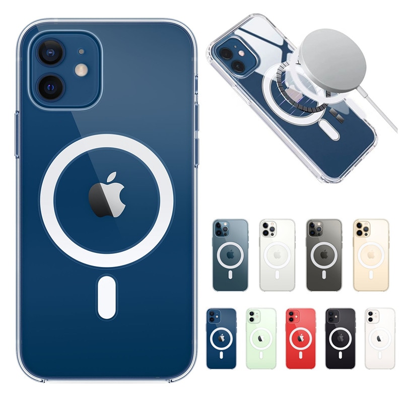 สําหรับ iPhone 12 11 Pro 12Max Mini XS X XR Macsafe Mgnetic กรณีหรูหราโปร่งใสไร้สาย Mag Charger ปลอด