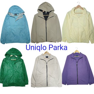 เสื้อแขนยาว Uniqlo เสื้อฮู้ด รุ่น Parka (UNM-001) อก 42"- 46"เสื้อแจ็คเก็ตกันละอองฝน มือสอง Size : M