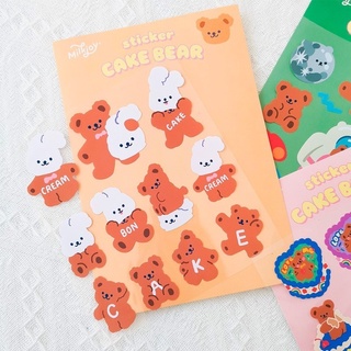 พร้อมส่ง ✨ สติกเกอร์เกาหลีไดคัท สติกเกอร์น่ารัก CAKE BEAR