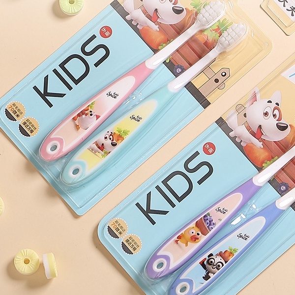 【RABITO สินค้าดี】แปรงสีฟันเด็ก แพ็ค2ชิ้น  สำหรับเด็ก 10,000 เส้นใย แปรงสีฟันขนนุ่ม  ไม่บาดเหงือก K9