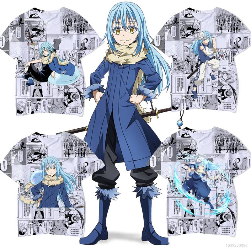 เสื้อยืดแขนสั้นพิมพ์ลาย That Time I Got Reincarnated As Slime คุณภาพสูงไซส์ S-4Xl