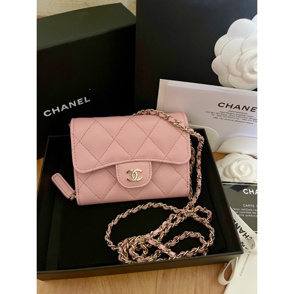 New Chanel Classic Clutch with chain 22C Pink Caviar GHW