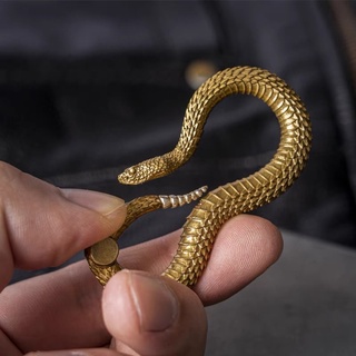 [Handmade] พวงกุญแจ ทองเหลือง&amp;เงิน Rattlesnake Keychain made of BRASS&amp;Silver 6*2.8cm