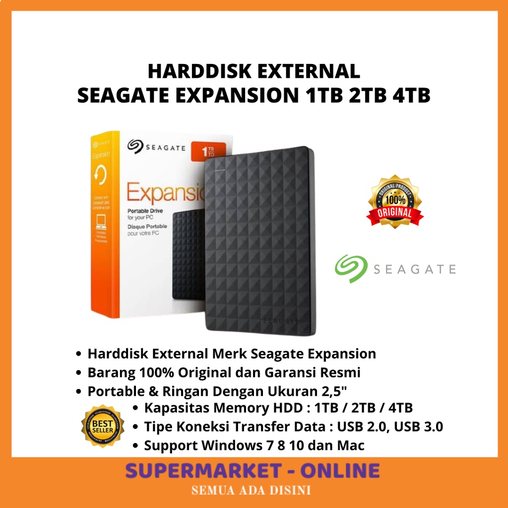 HARGA PROMO HDD Hard Disk Harddisk External Eksternal 1Tb 2Tb 4Tb Seagate Expansion Original