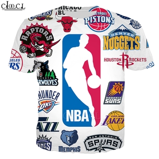 CLOOCL NBA เสื้อยืดลําลองสําหรับผู้ชายแขนสั้นพิมพ์ลาย 3D