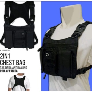 Urban CHEST BAG CHEST BAG เสื้อกั๊ก ด้านหน้า สไตล์ฮิปฮอป เกาหลี 2in1 กระเป๋าสะพายไหล่ ผู้ชาย ผู้หญิง