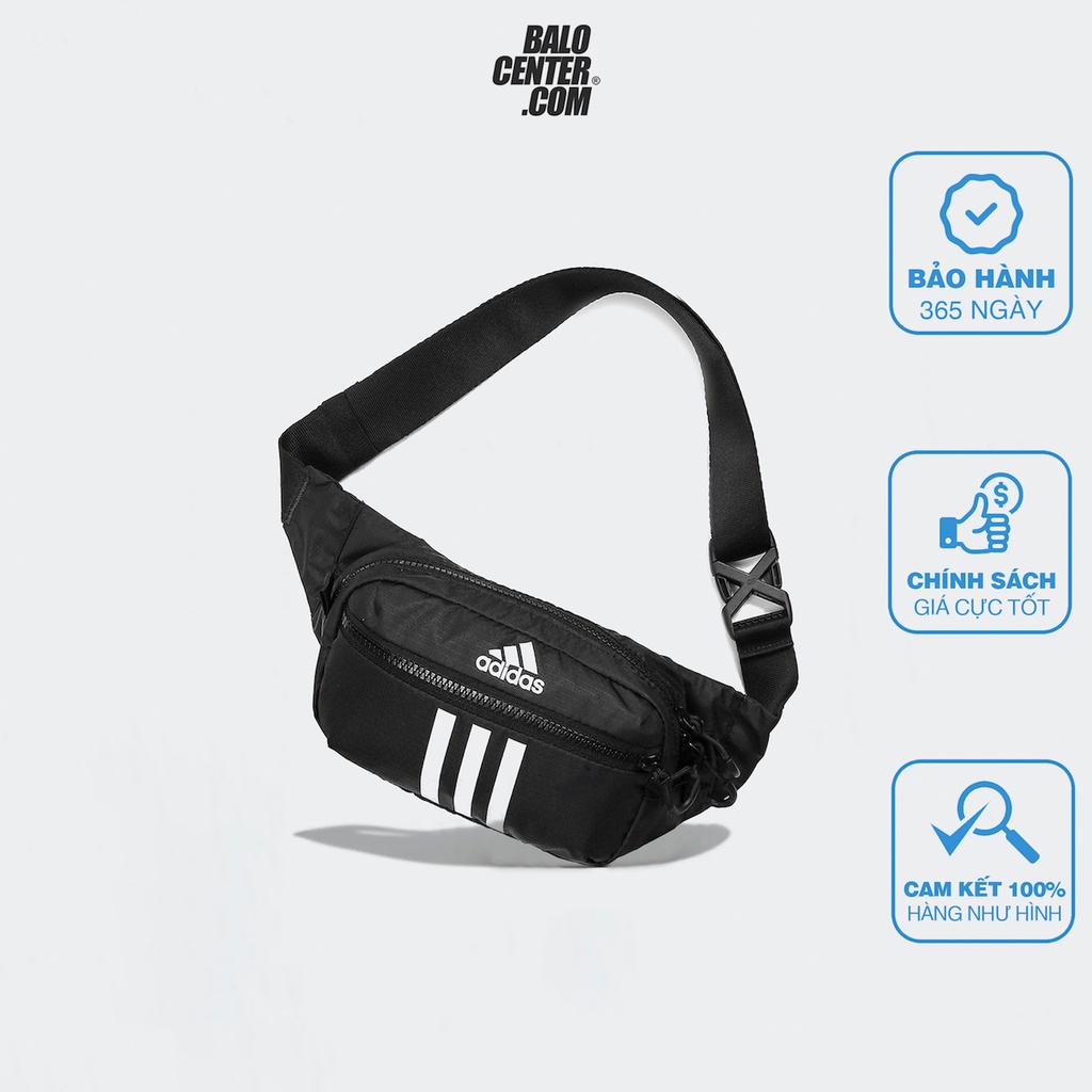 Adidas Sample Waist Bag สีดํา Unisex Fashion Outing School Handy Backpack