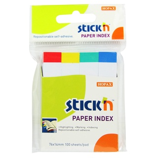 กระดาษโน้ตดัชนี STICKN #21066 ขนาด 76x14 มม. สีขาวพิมพ์แถบสี(คละสี) (PC)