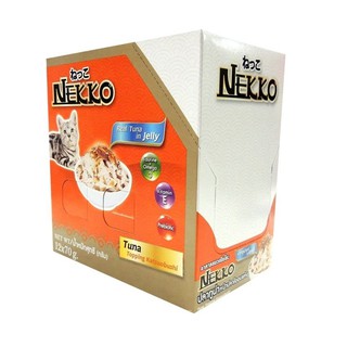 Nekko รสปลาทูน่าหน้าปลาโออบแห้ง ในเยลลี่ขนาด 70g 1 โหล