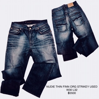 NUDIE แท้ 👖THIN FINN ORG STRIKEY USED👖