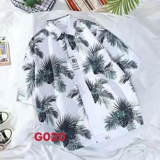 เสื้อเชิ้ตคอปก เสื้อเชิ้ตผู้ชาย พิมพ์ลายฮาวาย