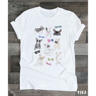 เสื้อยืดโอเวอร์ไซส์French bulldog T-shirt (เฟรนซ์บู็อก) 9162S-3XL