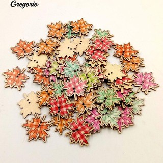 Gregorio 50Pcs ใบเมเปิลไม้ปุ่ม DIY เย็บปักถักร้อย Scrapbooking