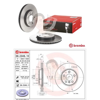 09 C349 11 จานเบรค ล้อ F (ยี่ห้อ BREMBO) รุ่น HC UV BMW F45-46 ปี