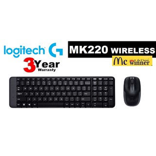 KEYBOARD &amp; MOUSE (คีย์บอร์ดและเมาส์ไร้สาย) LOGITECH MK220 WIRELESS (BLACK) Thai/Eng- ประกัน 3 ปี