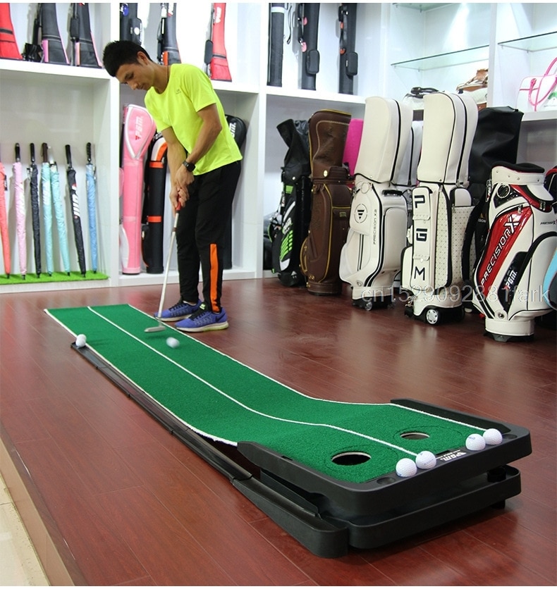 3m Portable Indoor Outdoor Golf Putting Green Trainer Putter Swing Fairway Lawn Golf Training Aids Club Holder Office Home Mat