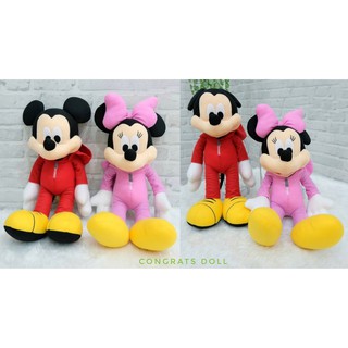 (ลิขสิทธิ์แท้ ส่งฟรี) 16 นิ้ว มิกกี้เม้าส์ มินนี่เม้าส์ Mickey Mouse Minnie Mouse ชุดฮู้ด ตุ๊กตา