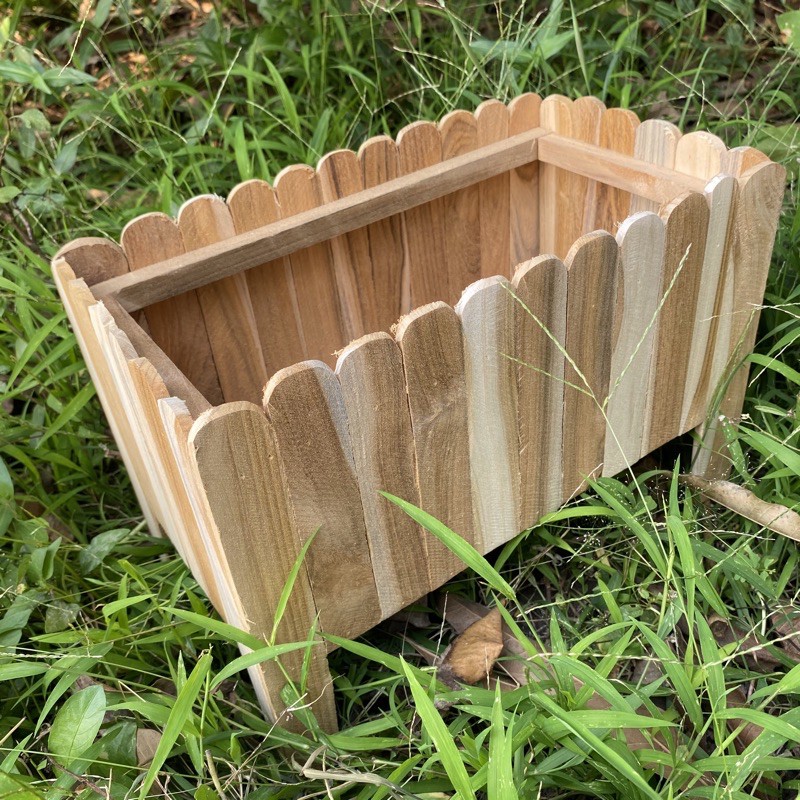 กระถางต้นไม้ทำจากเศษไม้สัก กระถางปลูกต้นไม้(ยาว33ซม.)ขนาดกลาง