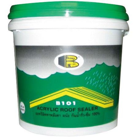 กาวอะครีลิคทาหลังคา Bosny Acrylic roof sealer B101 4.5กก.ดาดฟ้า กันน้ำรั่ว-ซึม100% อุดรอยแตกร้าว