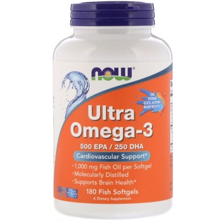 💥New 🇺🇸 Now Foods Ultra Omega-3, 500 EPA/250 DHA, 180 Fish Softgels
