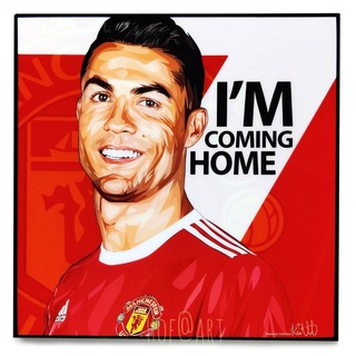 Cristiano Ronaldo #8 คริสเตียโน่ โรนัลโด้ CR7​ แมนยู Manchester รูปภาพ​ติด​ผนัง​ pop art ฟุตบอล​ กรอบรูป​​ ของขวัญ​​