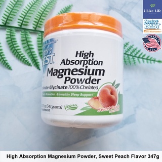 Doctors Best - High Absorption Magnesium Powder, Sweet Peach Flavor 347 grams แมกนีเซียม แบบผง