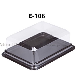 กล่องเบเกอรี่ E-106 ฝาใส ฐานน้ำตาล  บรรจุ 100 ชิ้น