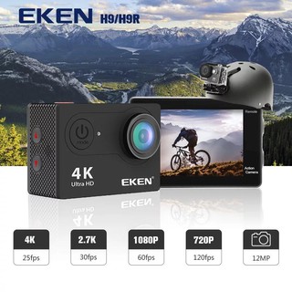 EKEN H9R Aciton Camera กล้องติดหมวก กล้องติดหมวกกันน็อค กล้องโกโปร 4K สีดำ พร้อมรีโมท (ของเเท้ 100%)