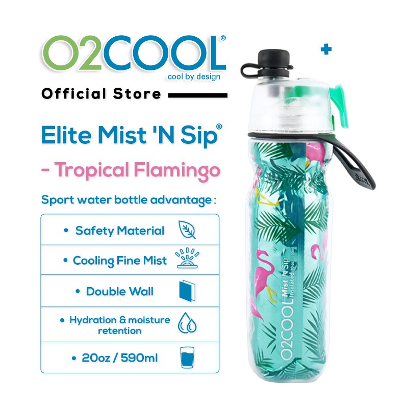 [ร้านค้าอย่างเป็นทางการ] O2COOL Elite Mist N Sip®-Tropical Series (20oz / 590ml) ~ ขวดกีฬา / ขวดน้ํา