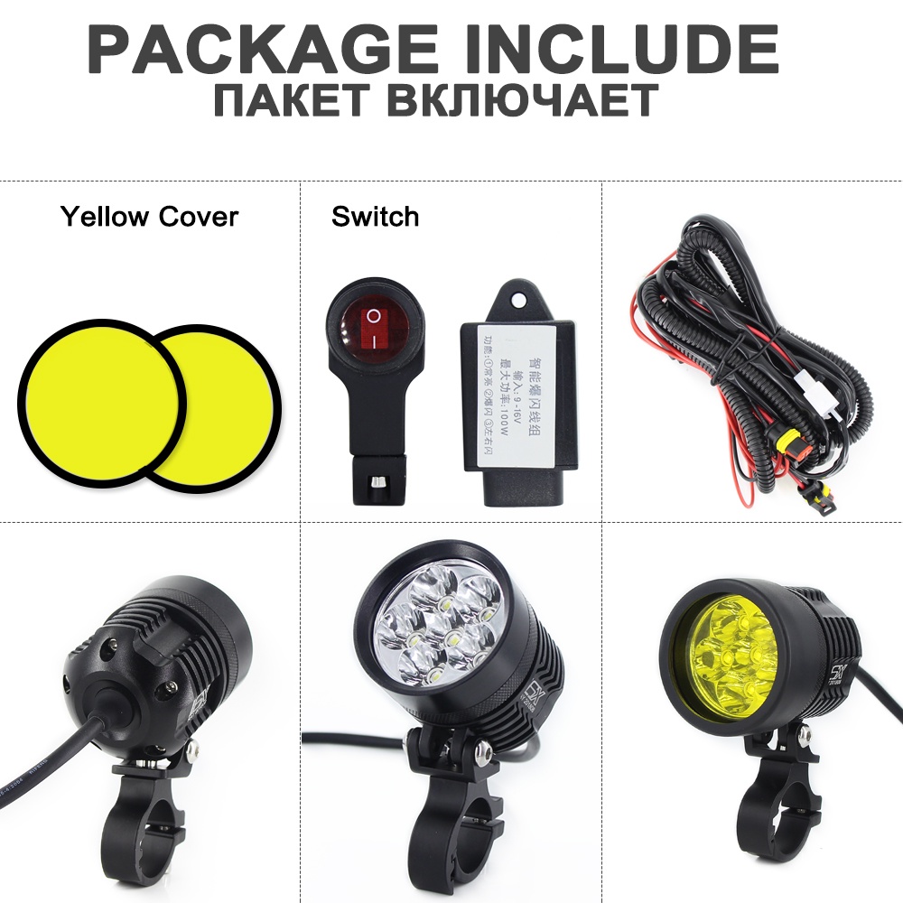 wDouble Colors led strobe motorcycle headlight Fog DRL lamp car