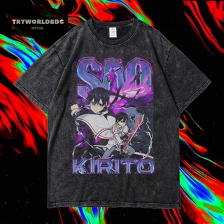 เสื้อยืดพิมพ์ลายแฟชั่น เสื้อยืด โอเวอร์ไซซ์ โอเวอร์ไซซ์ พิมพ์ลาย KIRITO SAO VINTAGE