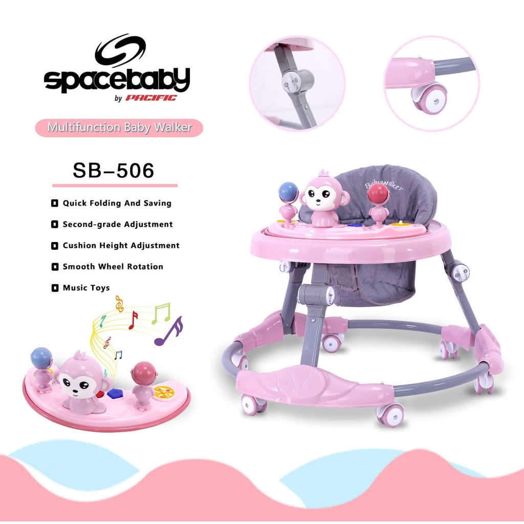 Baby Walker Spacebaby SB506 Monkey Roller IC Music n Light เครื่องช่วยเดินเด็ก