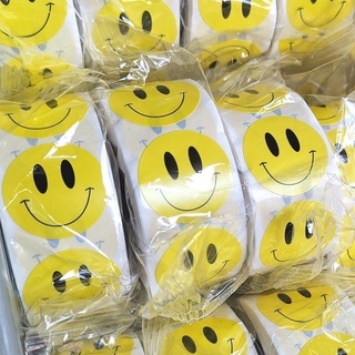 (รวมหน้ายิ้ม) สติกเกอร์ Thank you 1นิ้ว/500ดวง