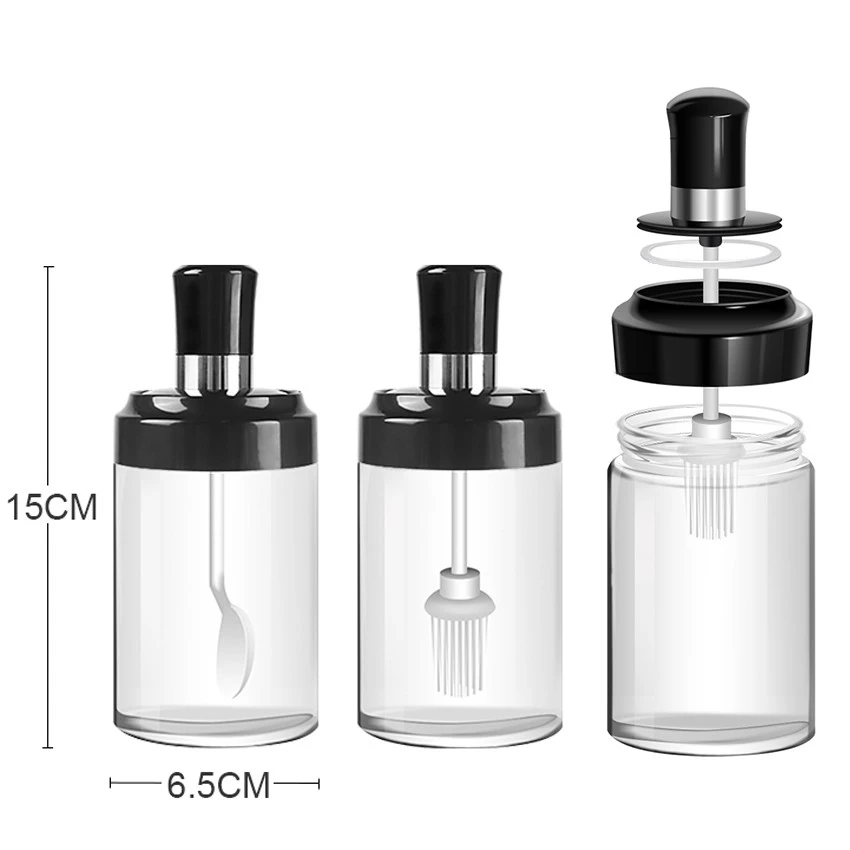 ขวดแก้วใส่เครื่องปรุง กระปุกใส่เครื่องเทศ พร้อมช้อนตักในตัวสีดำ thumbnail 10