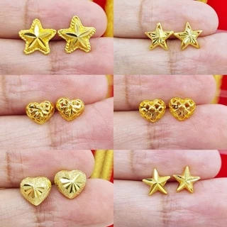 ต่างหูทอง ต่างหูหุ้มเศษทองแท้100% ต่างหูหุ้มทอง24k งานเศษทอง ราคาส่ง มีเก็บปลายทาง เซตที่3(ตะกร้อสานc58)