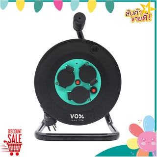 ล้อเก็บสายไฟ 3 ช่อง VOX 16 แอมป์ 3500 วัตต์ 30 เมตร ดำ ล้อเก็บสายไฟ EXTENSION CORD REEL VOX 3-OUTLET 16A 3500 วัตต์ 30M