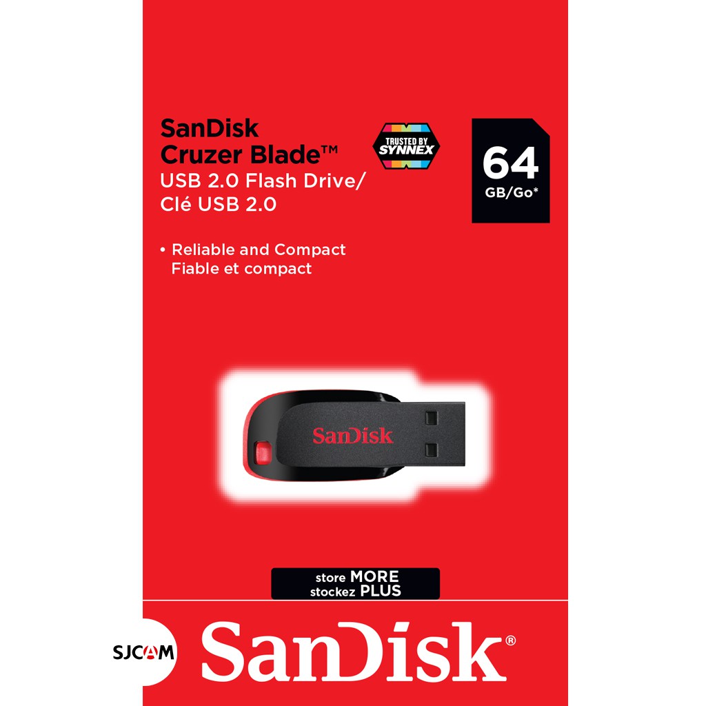 SanDisk Flash Drive CRUZER BLADE 64GB USB2.0 (SDCZ50_064G_B35) แฟลชไดร์ฟ ใส่ โน๊ตบุ๊ค PC เครื่องเสียง ประกัน Synnex 5ปี