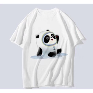 สตรีทแฟชั่น Olympic Winter Games T-shirt Bing Dwen Mascot Unisex Tops Short Sleeve Casual Cosplay Tee Shirt