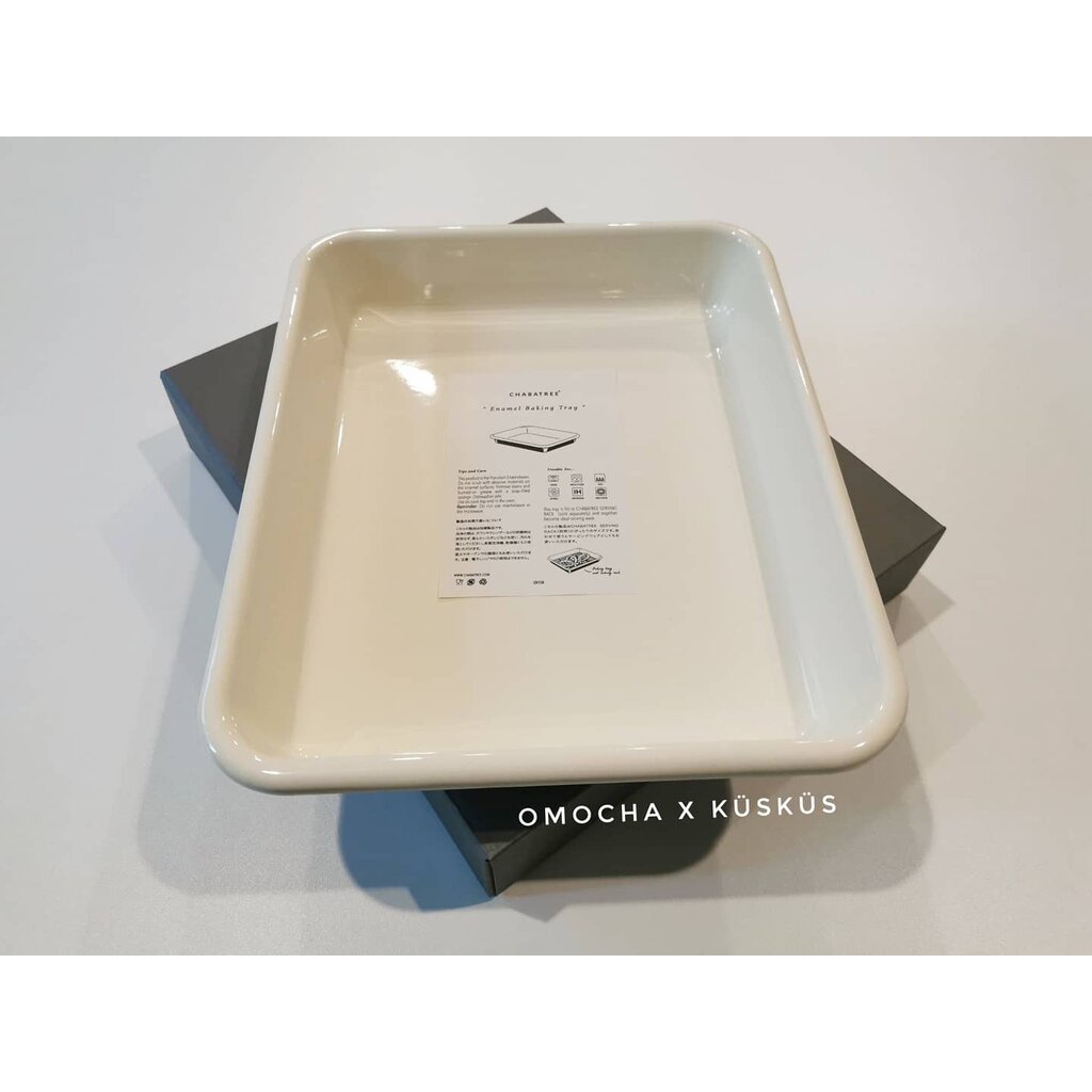Omocha | Enamel tray ถาดอีนาเมล ถาดอบ สำหรับเข้าเตาอบบัลมูด้า