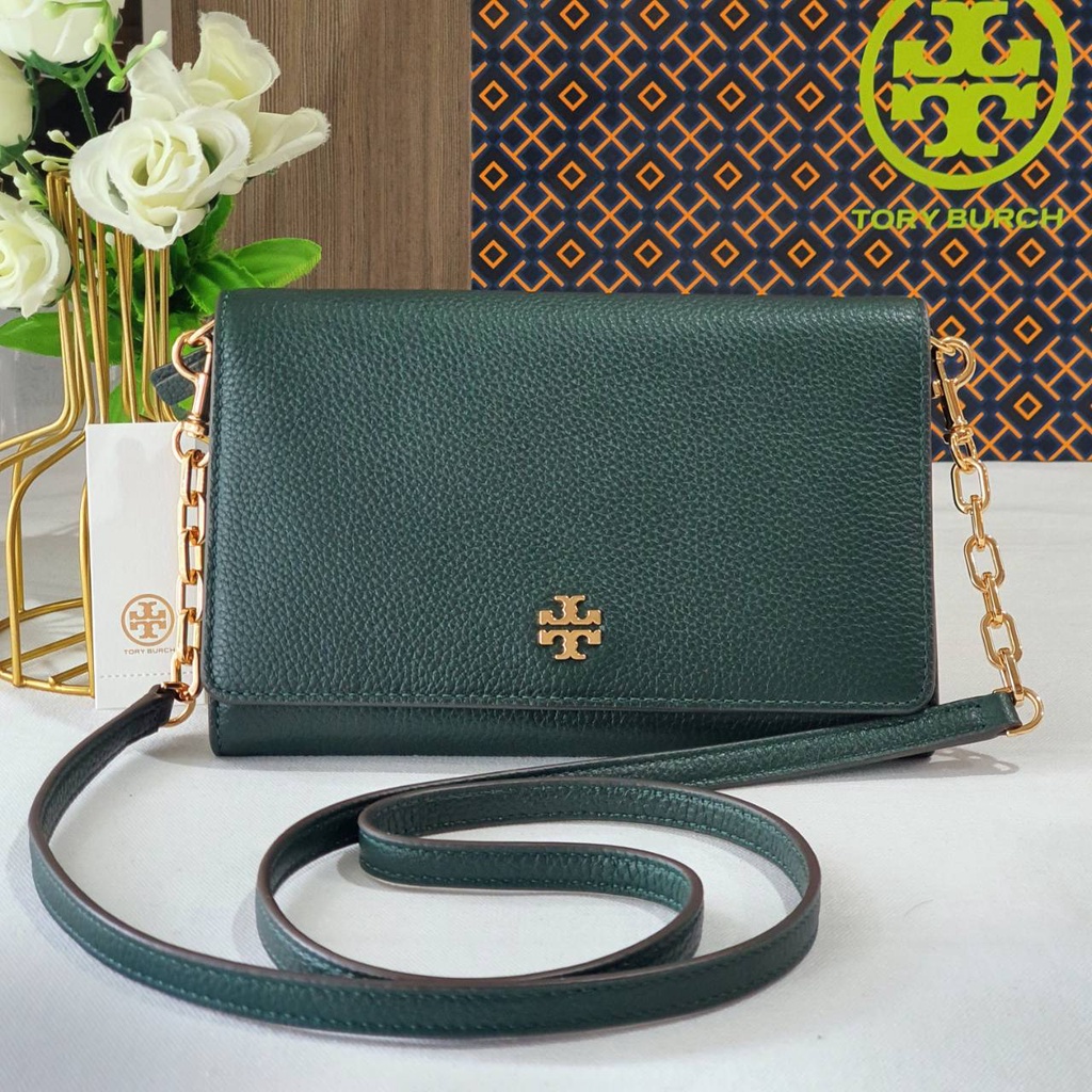 ✨สด-ผ่อน✨ Tory Burch 64238 Carter Chain Wallet Crossbody ครอสบอดี้ หนังวัวแท้ทั้งใบ