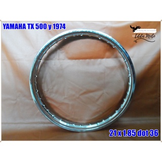 STEEL "CHROME" FRONT WHEEL size 21X1.85 (DOT36 ) for YAMAHA TX500 year 1974 / วงล้อเหล็ก (ชุบโครเมียม) ขอบ 21x1.85 36รู