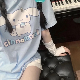 ใหม่ เสื้อยืดลําลอง แขนสั้น พิมพ์ลายการ์ตูน Cinnamoroll ทรงหลวม โอเวอร์ไซซ์ สําหรับผู้หญิง [GM]