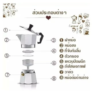 ☕☕☕ หม้อชงกาแฟ 150ml/600ml เครื่องชงกาแฟ มอคค่าพอท สำหรับ หม้อต้มกาแฟแบบแรงดัน กาต้มกาแฟสดแบบพกพา Moka Pot