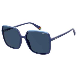 แว่นกันแดด POLAROID-PLD 6128/S 0PJP/C3 Square Sunglasses Blue Polarized Gray Blue ของใหม่ ของแท้100%