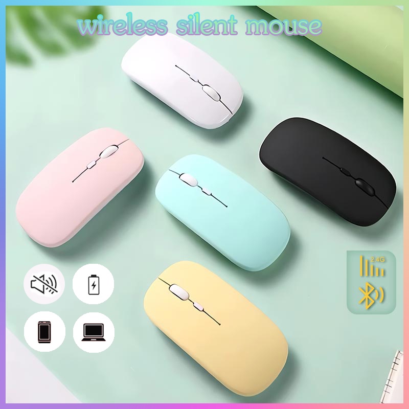 เมาส์ เมาส์ไร้สายสีด้าน mouse สีแคนดี้หลายสี บลูทูธ/ตัวUSB 2.4G/RGB เสียงเงียบ ทรงสวย ตอบสนองราบรื่น