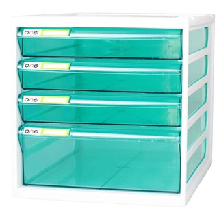 ตู้เอกสาร 4 ชั้น โครงสีขาว-ลิ้นชักสีเขียว ONE CFB-4/4-Tier Document Cabinet White Frame - Green Drawer ONE CFB-4