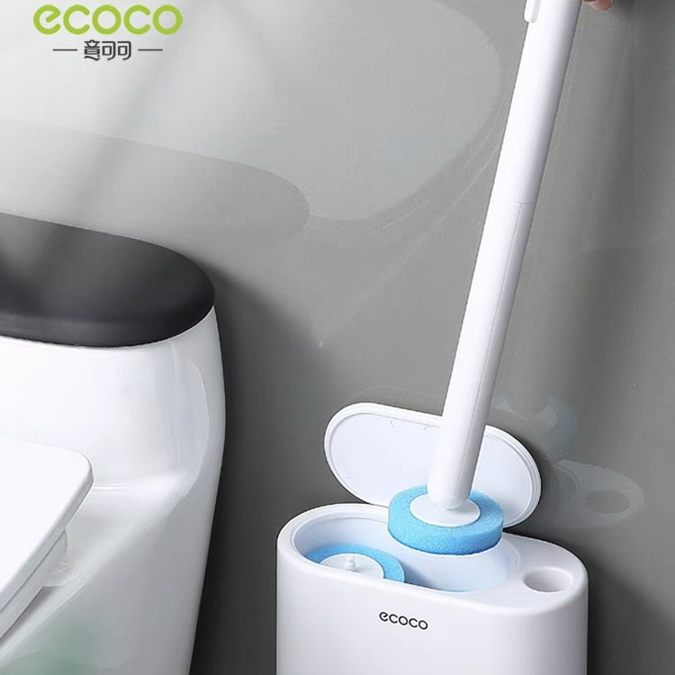 Ecoco ที่ขัดห้องน้ำ พร้อมด้ามแปรงขัดส้วม  แปรงขัดพื้น   ขัดชักโคร แถมฟรีพร้อมแผ่นน้ำยาใช้แล้วทิ้ง16ชิ้น E2013