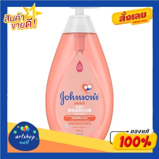 Johnsons Peach Bath 750 ml มีส่วนผสมของมอยส์เจอร์ไรเซอร์เข้มข้น